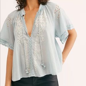 Free People Dhalia Embroidered Blouse